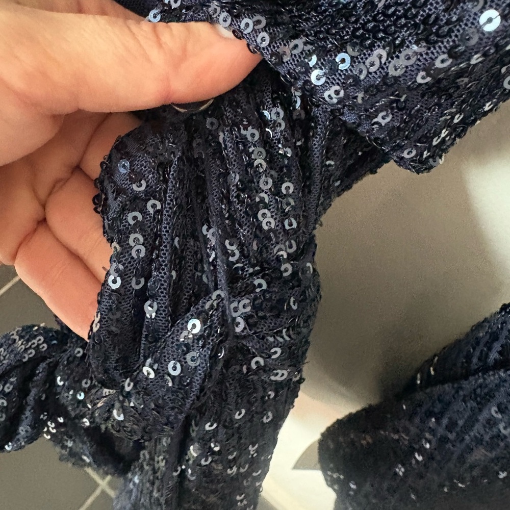 Free People Navy Sequin Wrap Romper - Picture 8 of 11
